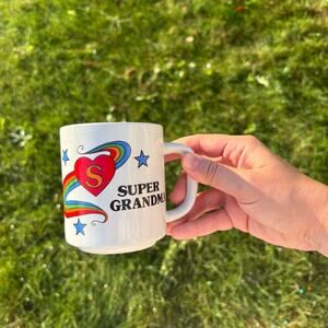 Vintage 1980 Super Grandma Mug Rainbow Deisgn